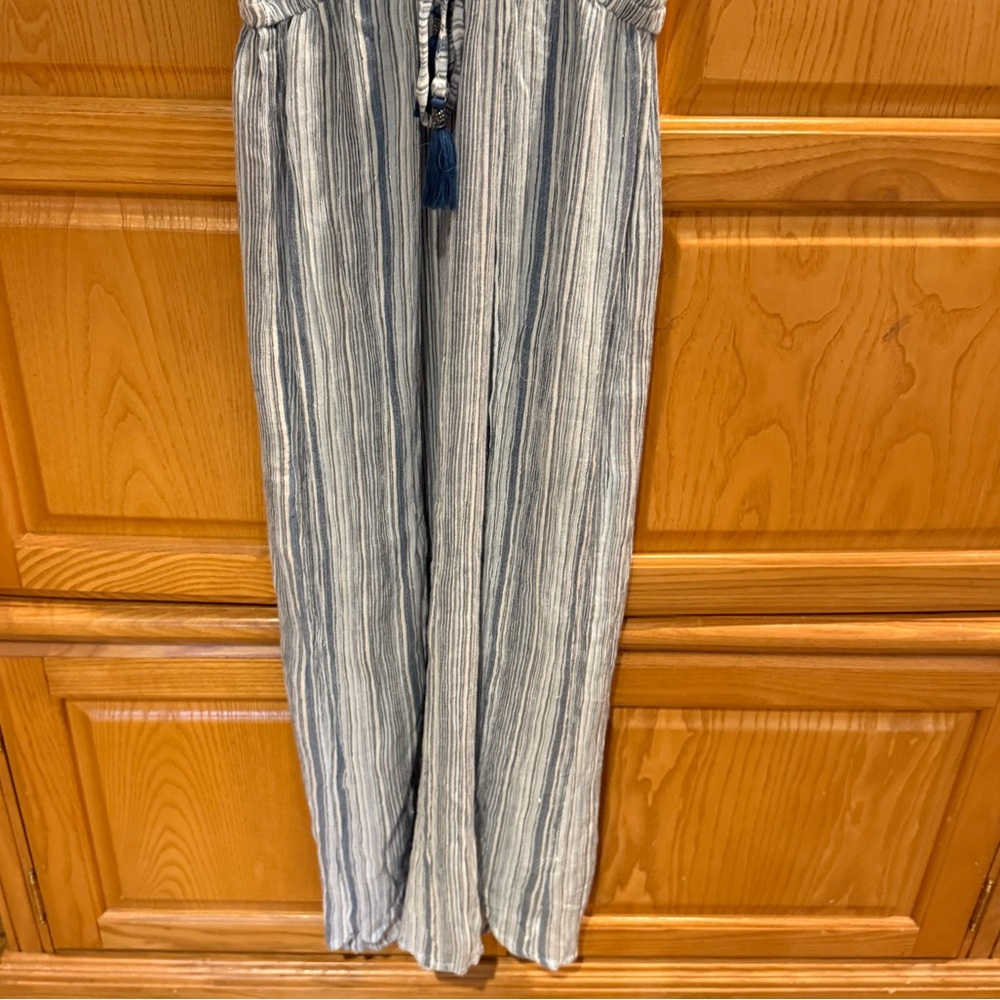 Blue Island Blue Striped Metallic Boho Coverup Maxi Dress Size Small - Picture 6 of 8